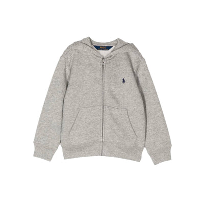 Felpa con zip da bambino grigia, polo ralph lauren, frontale