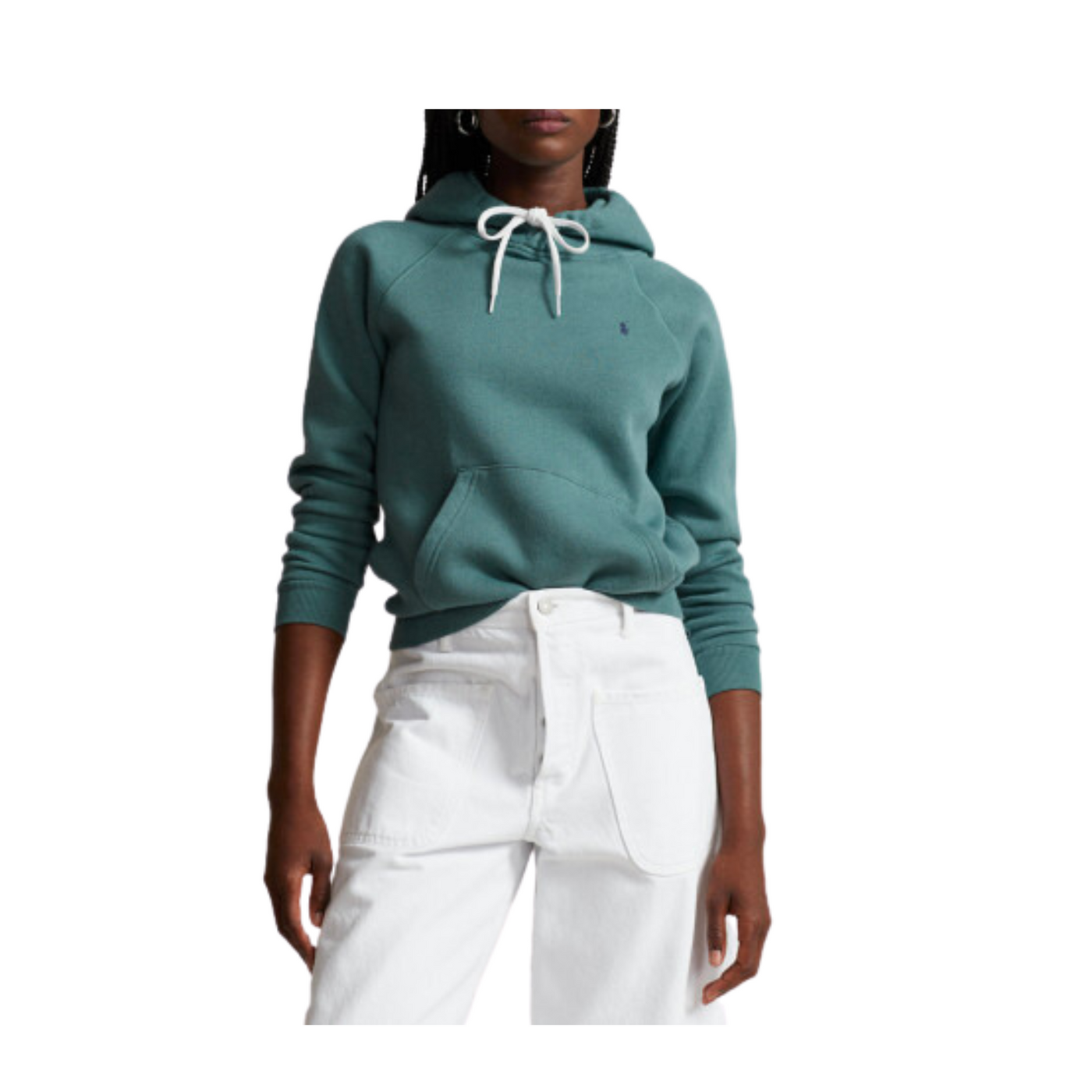 Women's sweatshirt with green hood