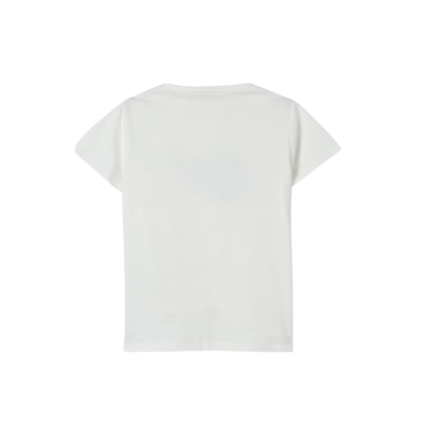 T-shirt Bambina Bianca con logo nero e strass retro
