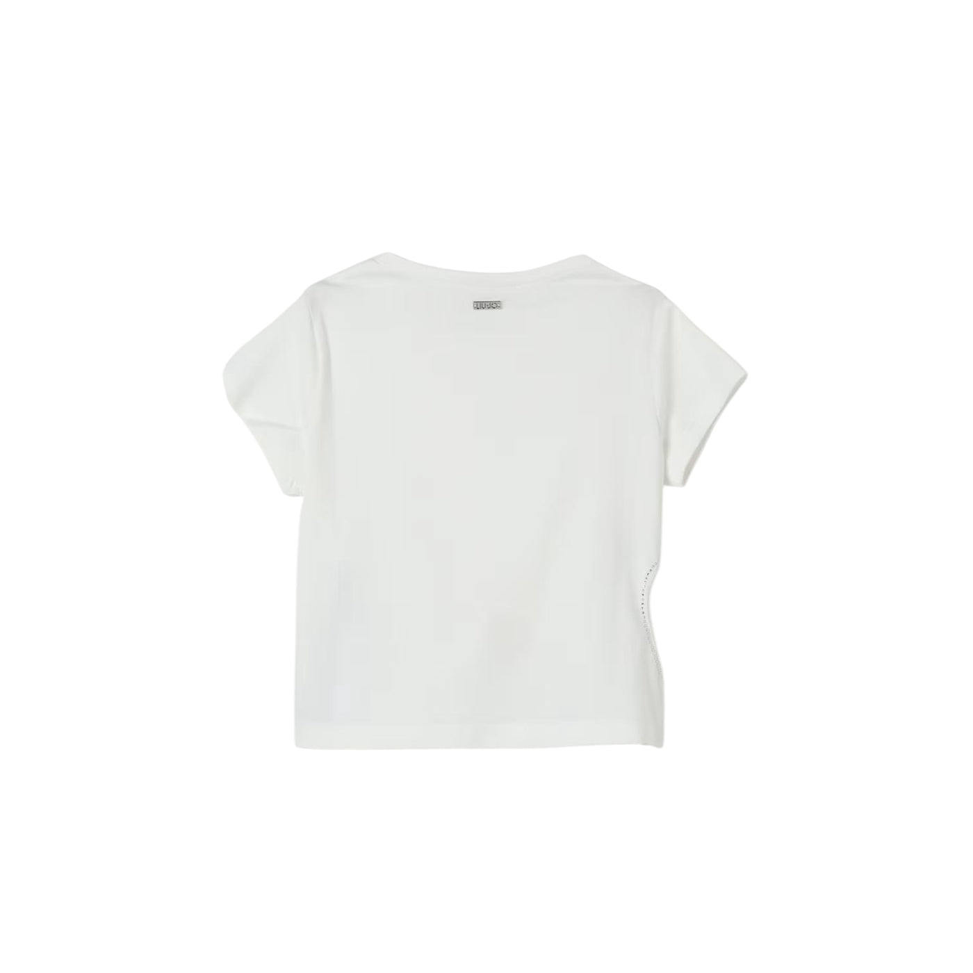 Acquista subito la T-shirt da Bambina, realizzata in puro cotone, scollatura a girocollo a maniche corte e applicazioni con strass, firmata Liu-Jo su Old England: vieni a scoprire tutta la collezione sul nostro sito. 