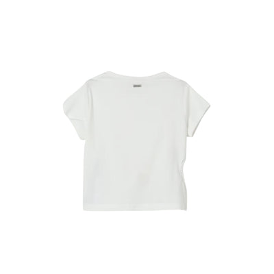 Acquista subito la T-shirt da Bambina, realizzata in puro cotone, scollatura a girocollo a maniche corte e applicazioni con strass, firmata Liu-Jo su Old England: vieni a scoprire tutta la collezione sul nostro sito. 
