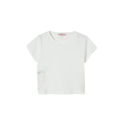 Acquista subito la T-shirt da Bambina, realizzata in puro cotone, scollatura a girocollo a maniche corte e applicazioni con strass, firmata Liu-Jo su Old England: vieni a scoprire tutta la collezione sul nostro sito. 