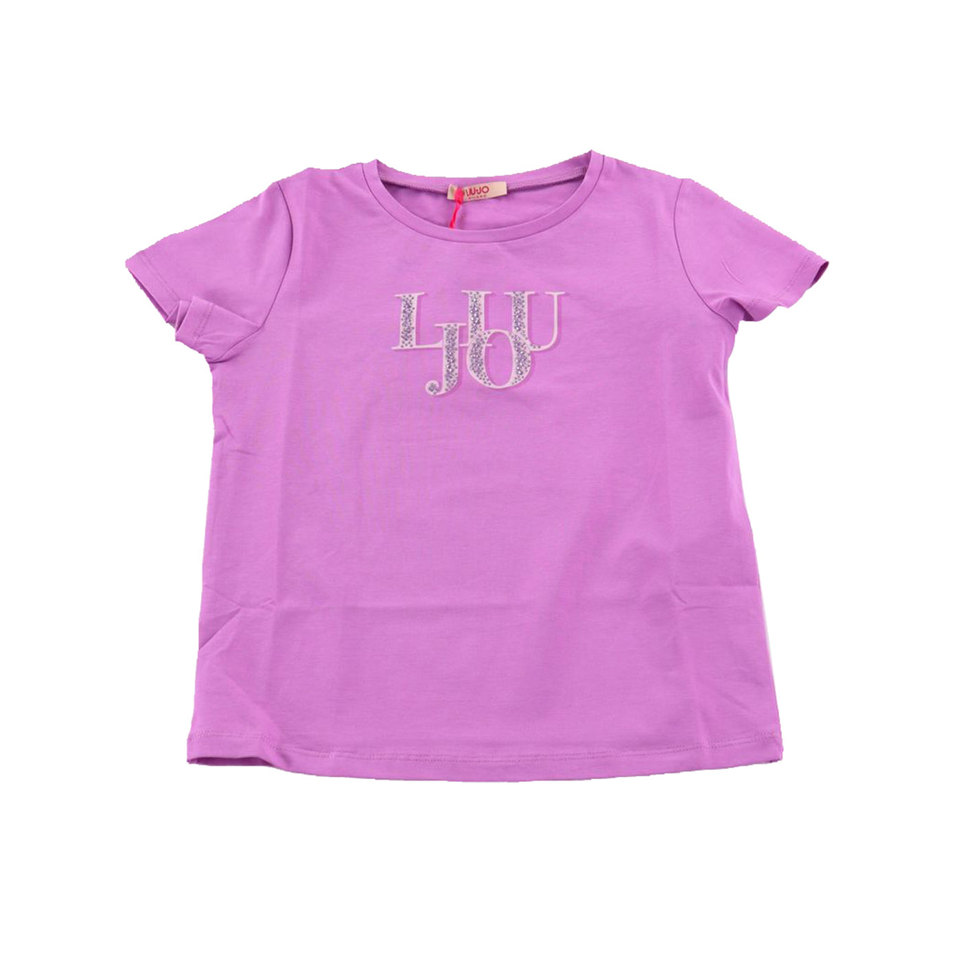 T-shirt Bambina Viola con maniche corte e logo frontale