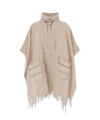Poncho Donna con frange Beige