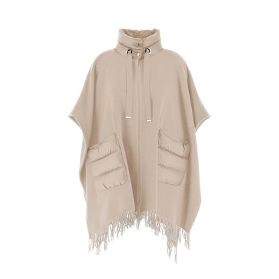 Poncho Donna con frange Beige