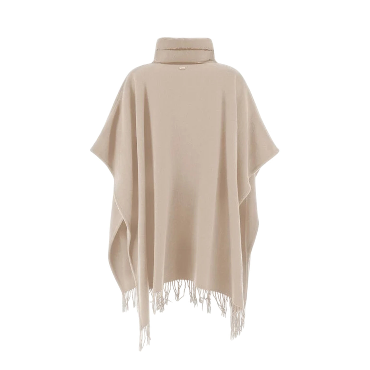 Poncho Donna con frange Beige retro