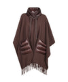 Poncho Donna in lana e nylon, con frange sul fondo