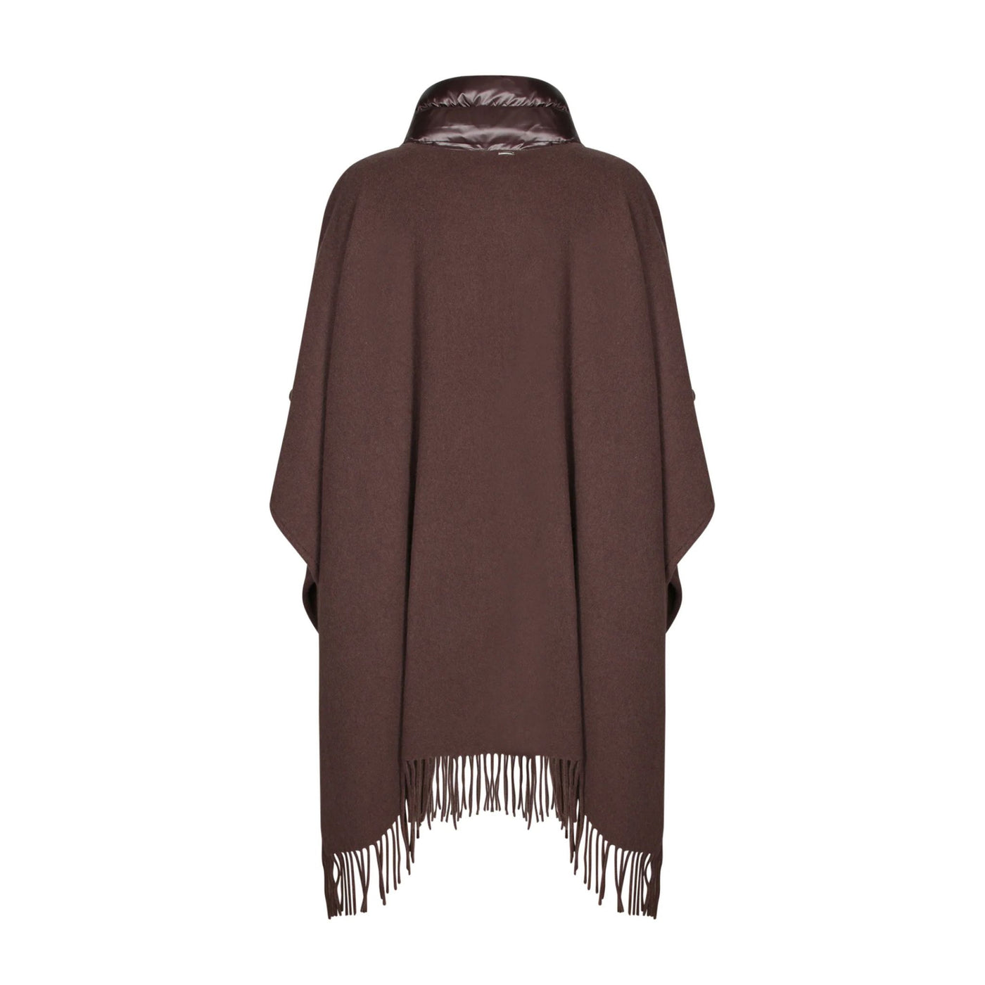 Poncho Donna in lana e nylon, con frange sul fondo