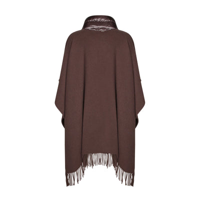 Poncho Donna in lana e nylon, con frange sul fondo