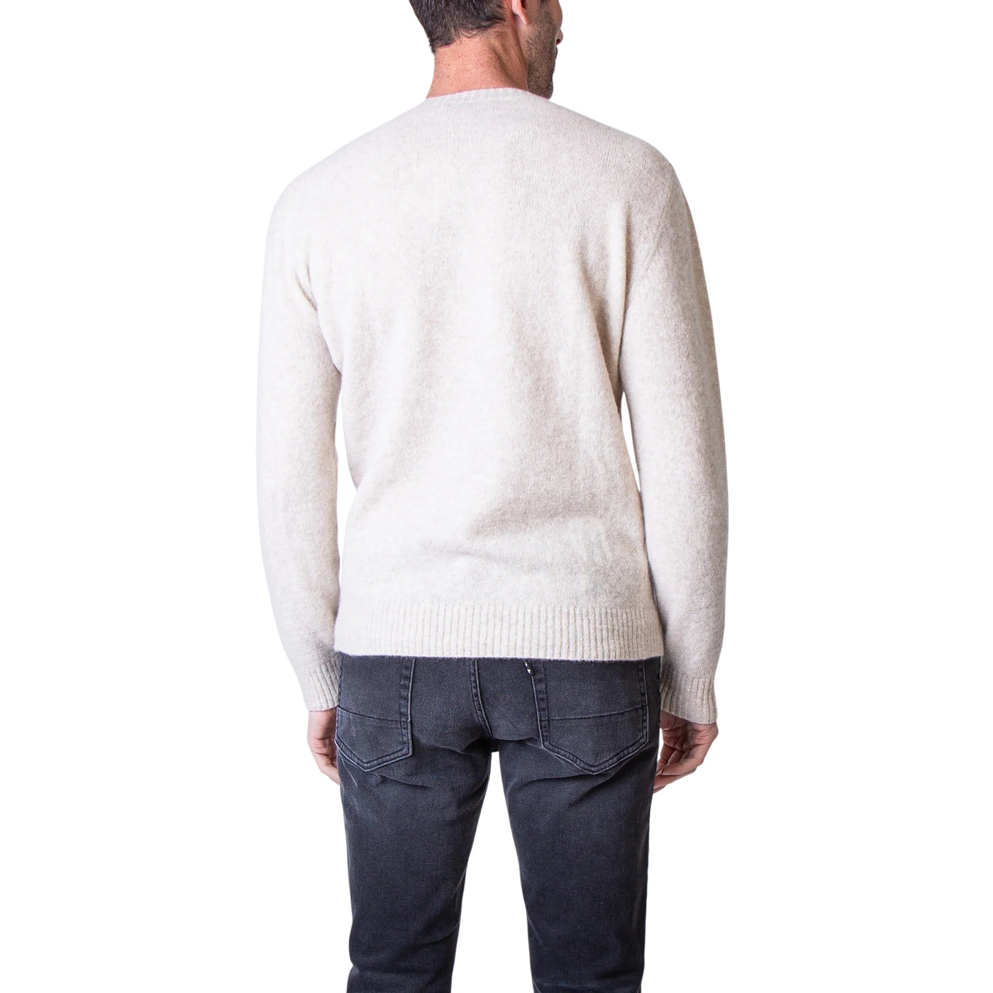 Maglione Uomo con scollo a coste ampie Bianco retro