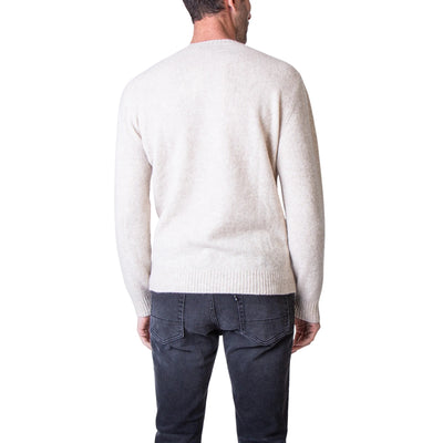 Maglione Uomo con scollo a coste ampie Bianco retro