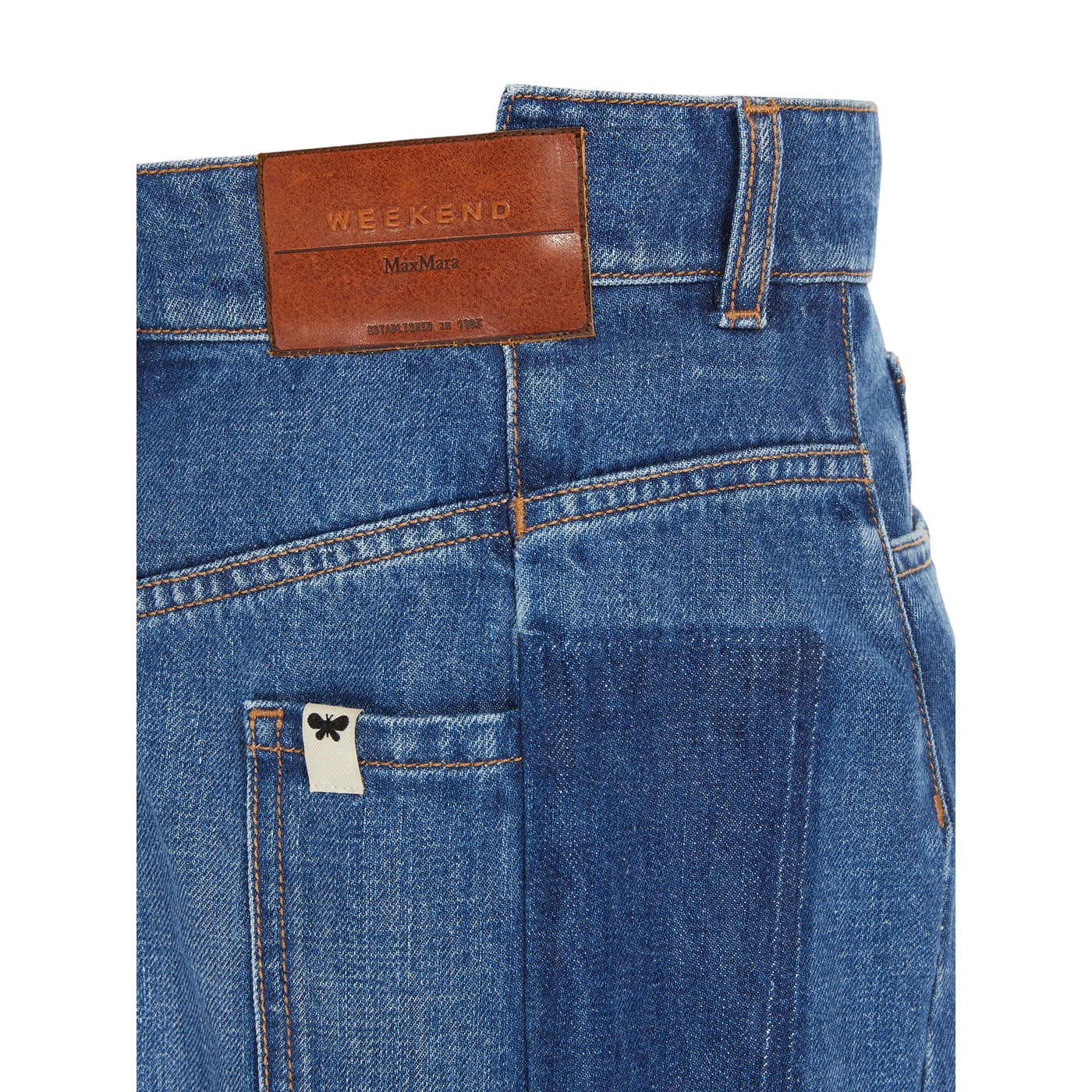 Gonna lunga Donna in denim di cotone dettaglio retro ravvicinato