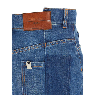 Gonna lunga Donna in denim di cotone dettaglio retro ravvicinato
