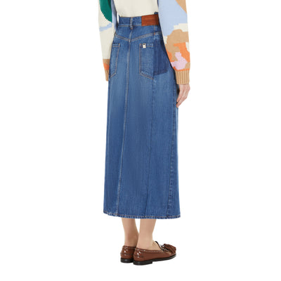 Gonna lunga Donna in denim di cotone modella retro