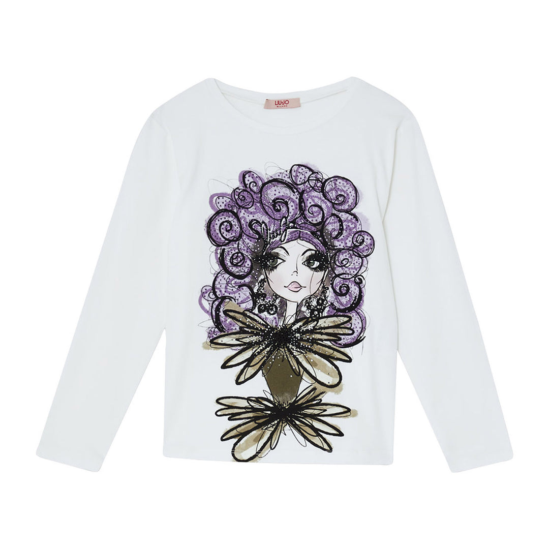 T shirt Bambina con disegno strass