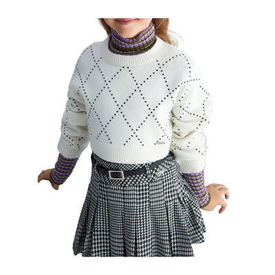 Maglia Bambina Bianca, a girocollo, cropped