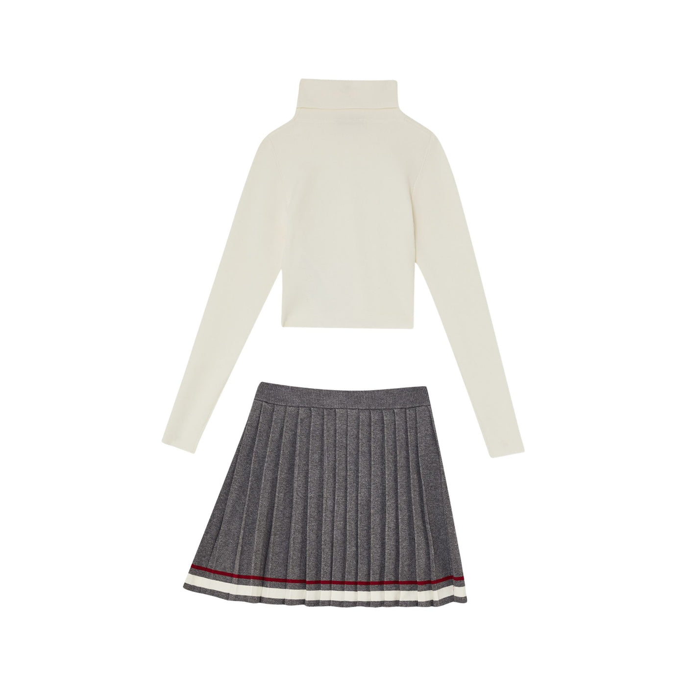 Completo Bambina con maglione e gonna plissé retro