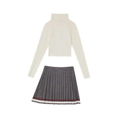 Completo Bambina con maglione e gonna plissé retro