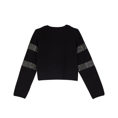 Maglia Bambina con motivo a righe con strass retro