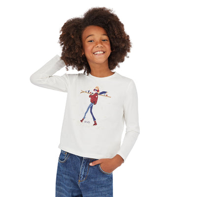 T-shirt Bambina a maniche lunghe con stampa modella frontale