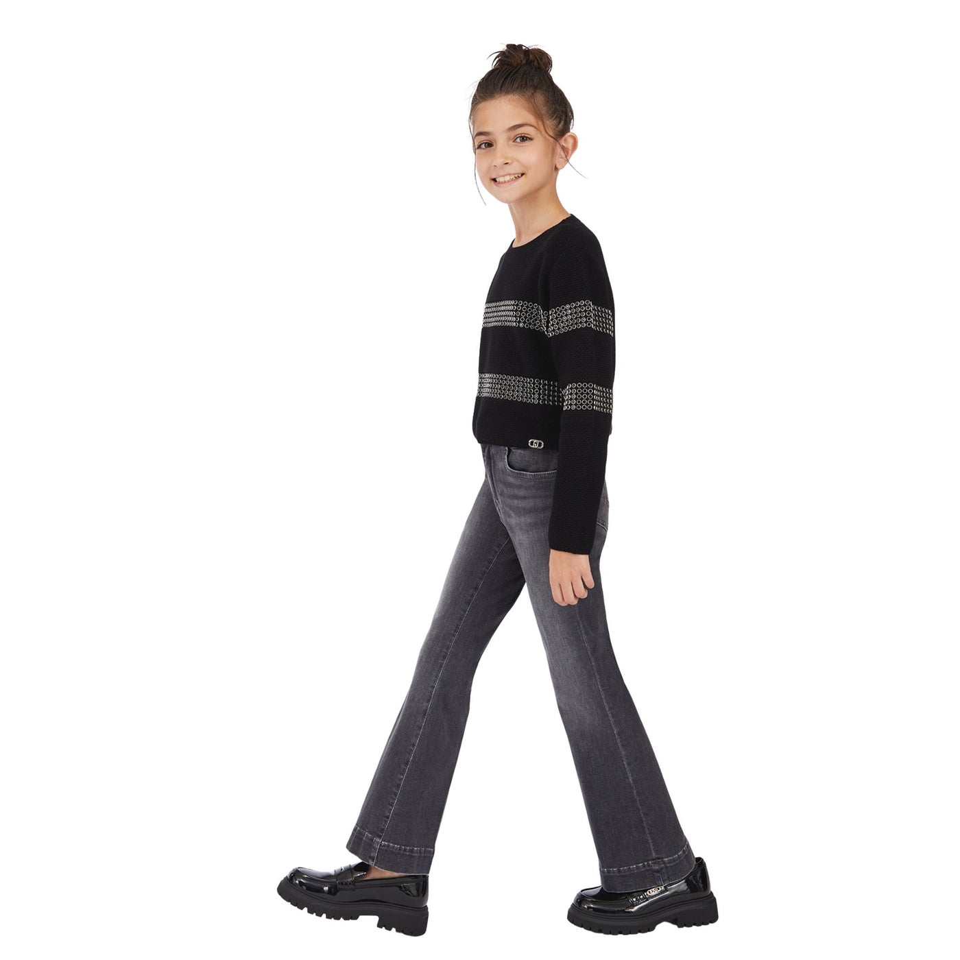 Jeans Bambina a gamba flare Grigio modella