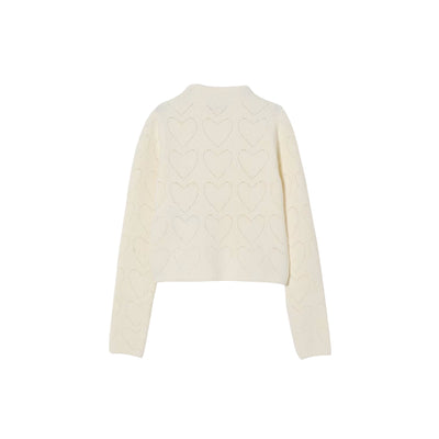 Maglia Bambina in misto viscosa con cuori traforati