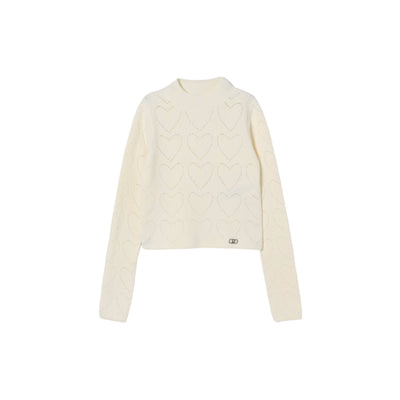 Maglia Bambina in misto viscosa con cuori traforati