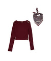 Maglia Bambina a coste bordeaux con foulard