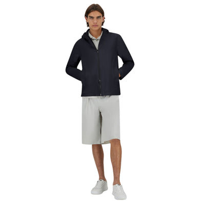 Giubbotto Uomo Blu con cappuccio rimovibile modello frontale intero