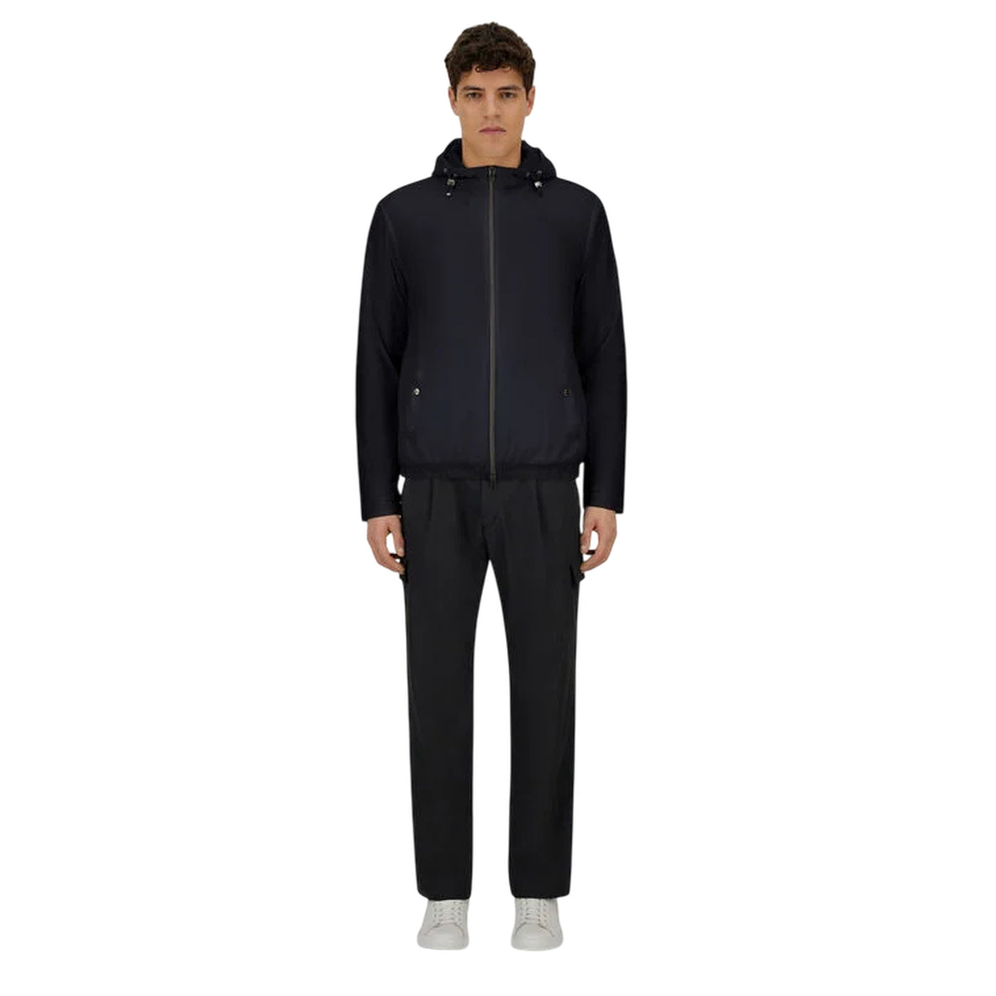 Giacca Uomo in nylon con elastico al fondo modello frontale