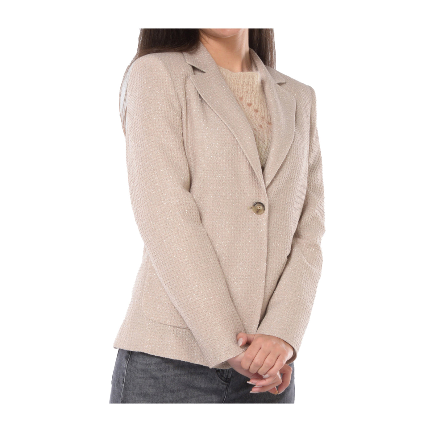 Giacca monopetto Donna a nido d'ape Beige