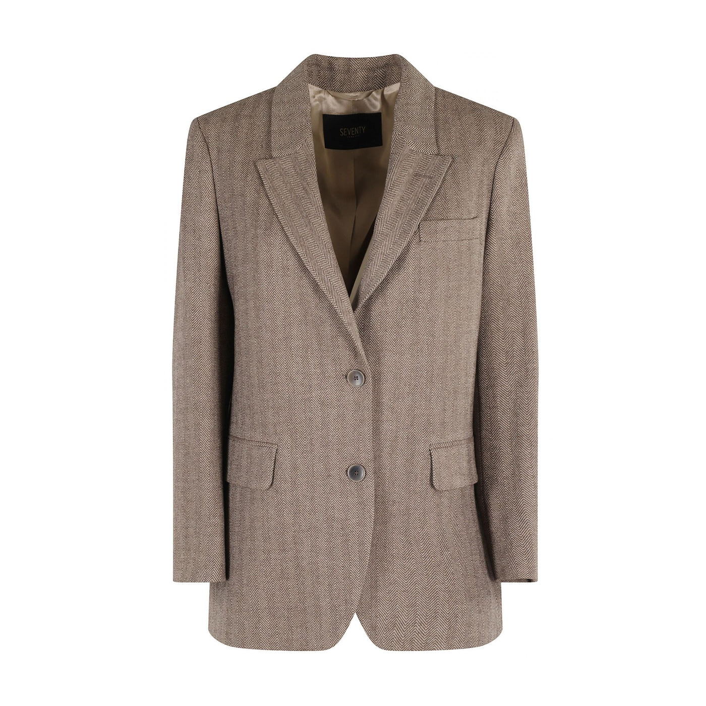 Blazer Donna in misto lana spigato, con patte laterali