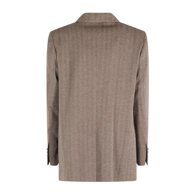 Blazer Donna in misto lana spigato, con patte laterali