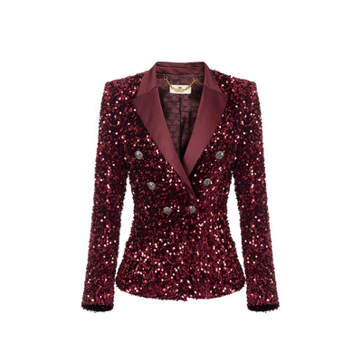 Blazer Donna Bordeaux con chiusura doppiopetto