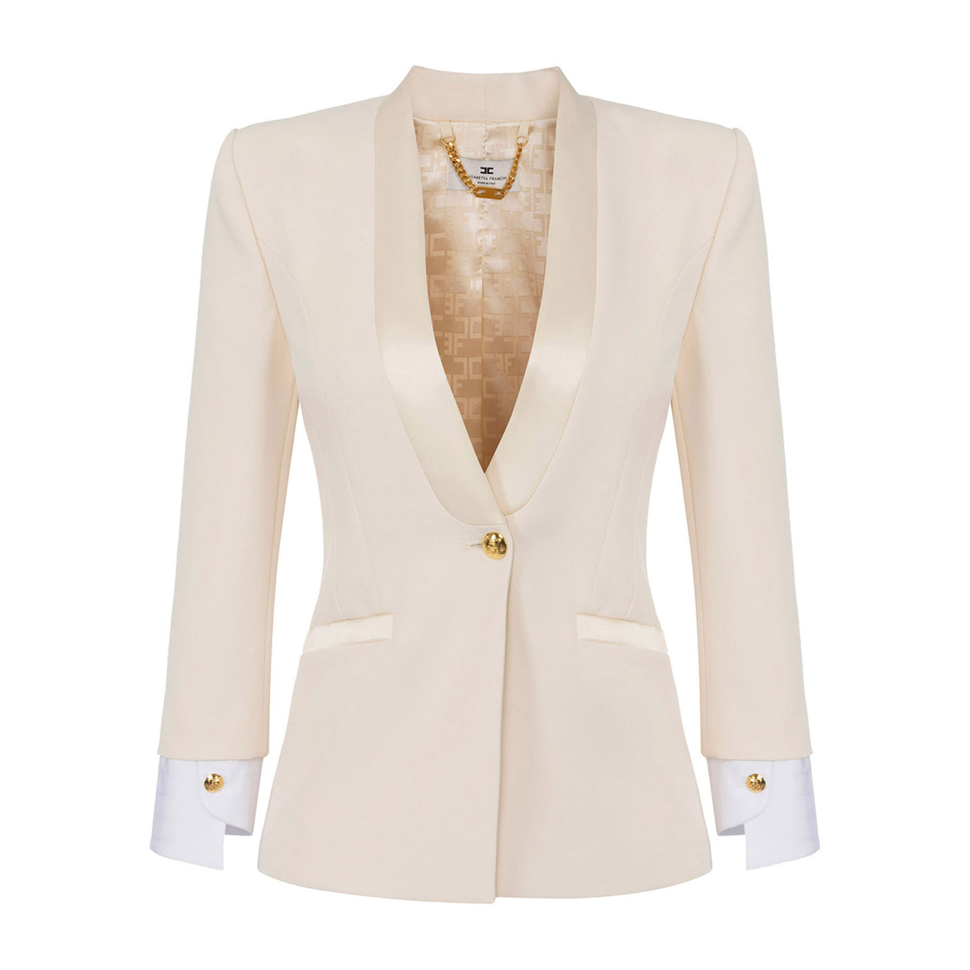 Blazer Donna con revers in raso e chiusura monopetto