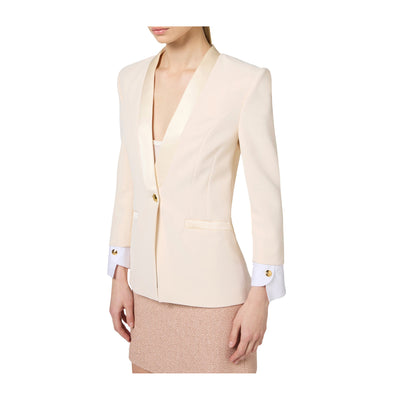 Blazer Donna con revers in raso e chiusura monopetto