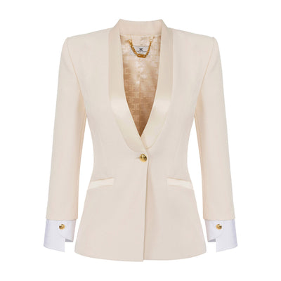 Blazer Donna con revers in raso e chiusura monopetto