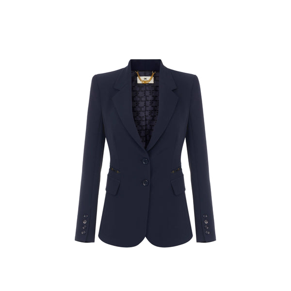 Giacca Donna Blu, monopetto, con morsetti