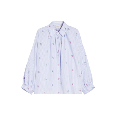 Camicia Donna a righe con fiori all over