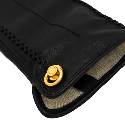 Guanti Donna neri con fodera in lana deettaglio