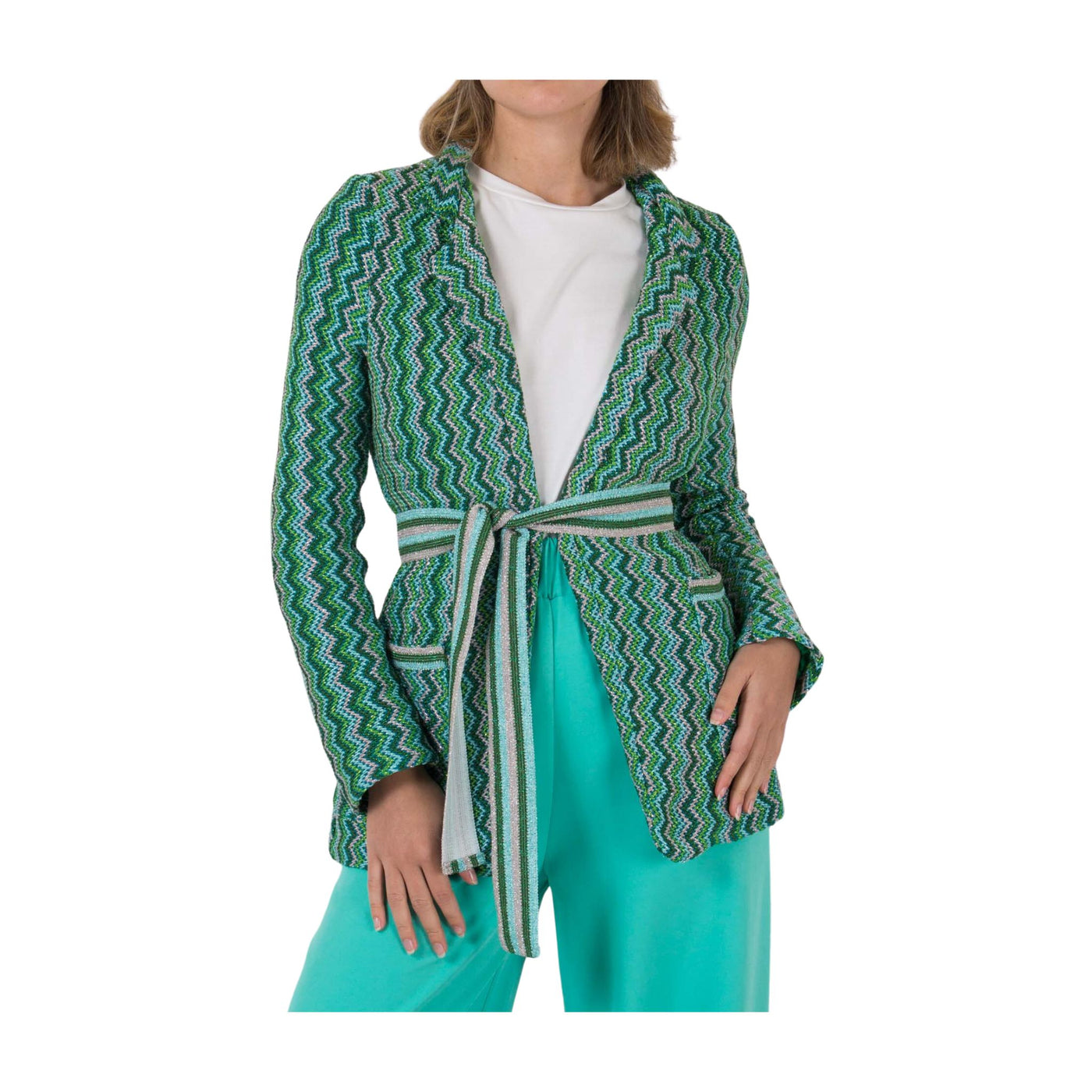 Women's knitted jacket with zig zag pattern