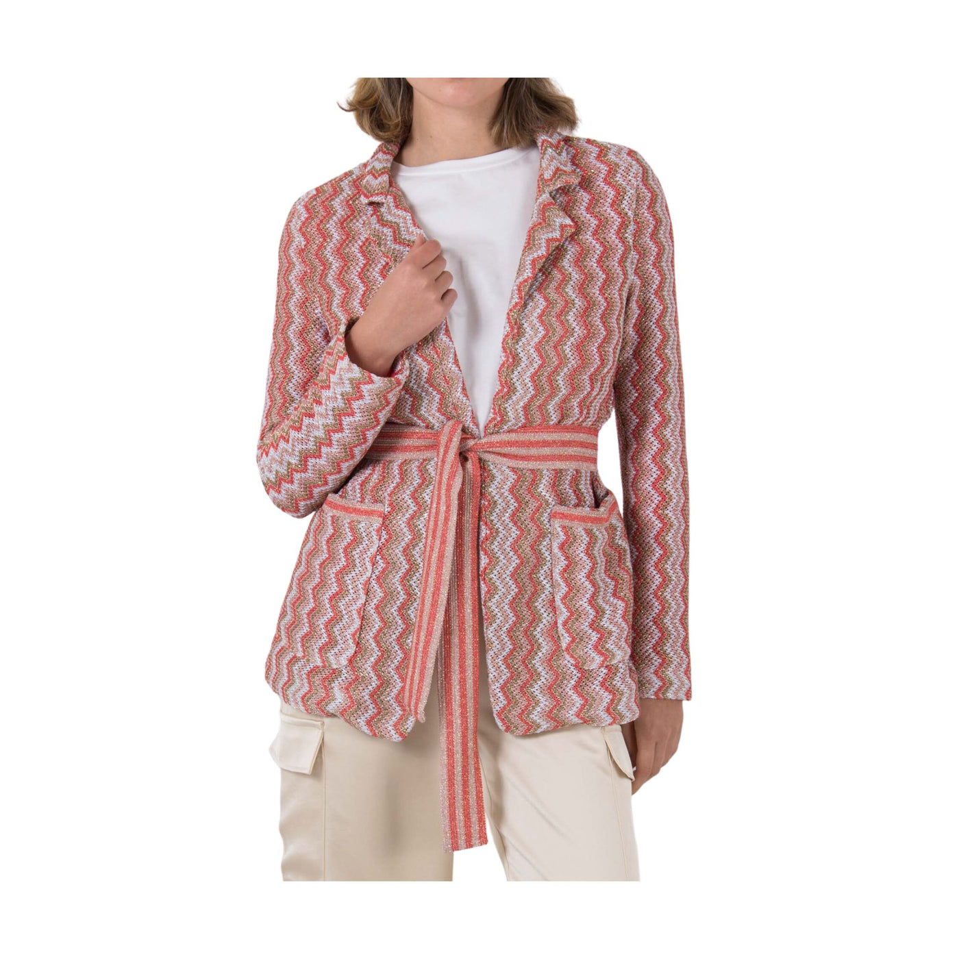 Women's knitted jacket with zig zag pattern