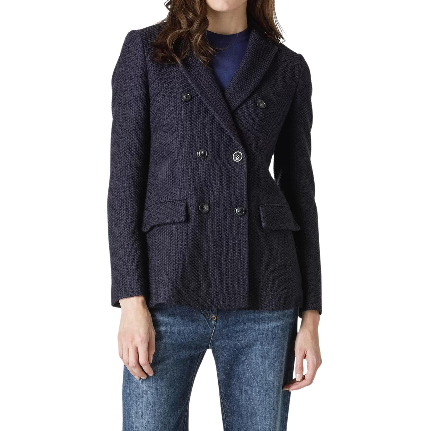 Double-breasted women's jacket with buttons