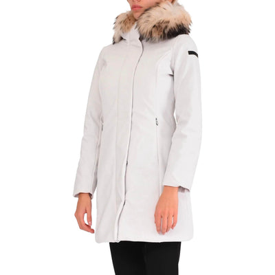 Giaccone Donna Winter Long Fur Bianco, RRD, indossato fronte 2