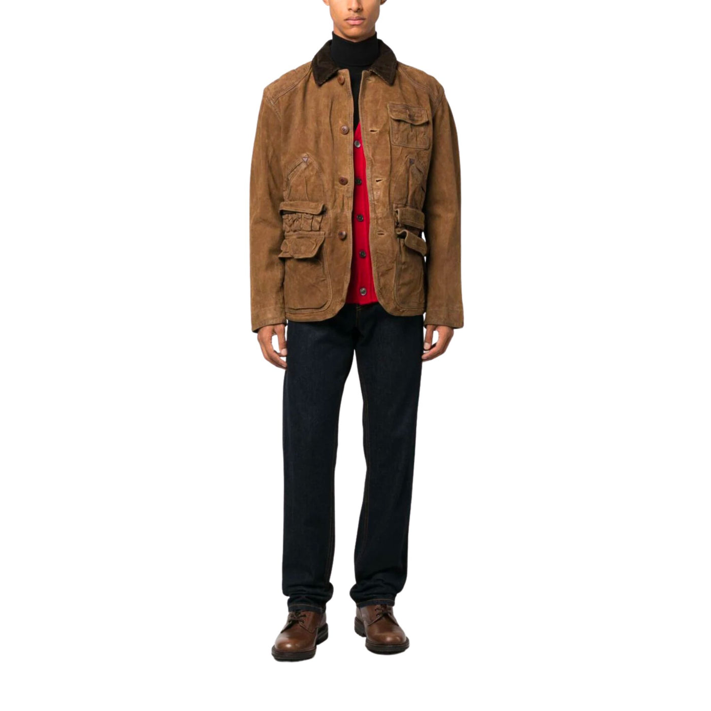 Giubbotto Uomo scamosciato marrone, Polo Ralph Lauren, indossato