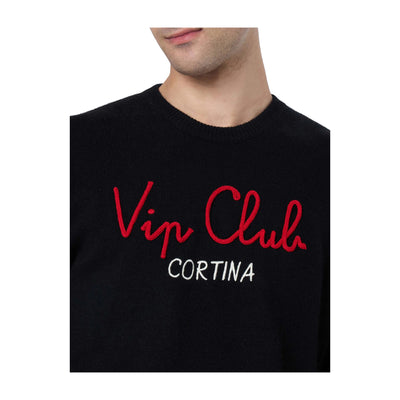 Dettaglio ravvicinato Maglione Saint Barth con scritta Vip Club Cortina