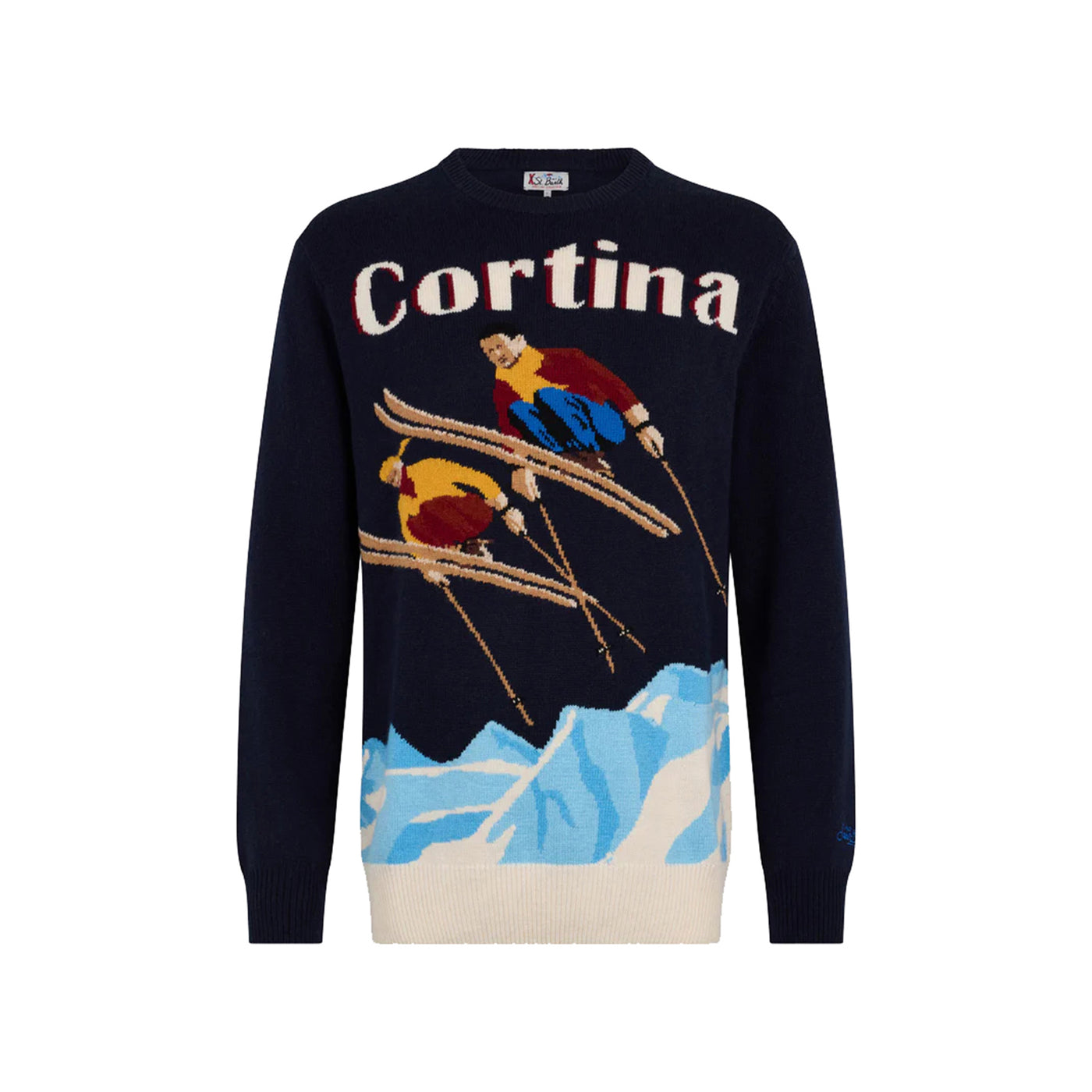 Maglione Uomo Heron Blu con stampa Cortina