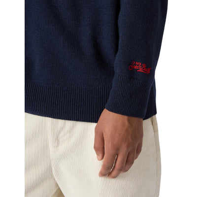 Maglione Uomo Heron con jacquard "Vacanza di Natale" dettaglio logo