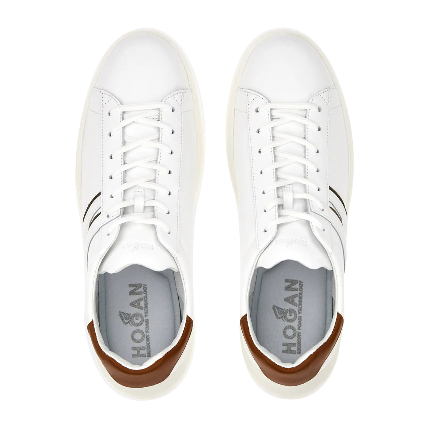 Sneakers Uomo, modello H580, in pelle liscia con iconico logo laterale e fussbett in memory foam