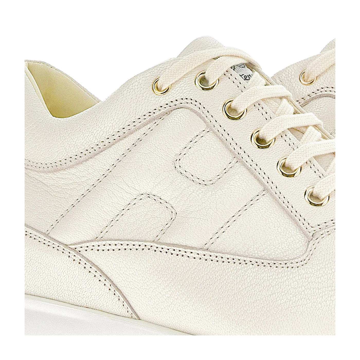 Sneakers Donna, modello Interactive, in pelle monocolore con impunture a vista